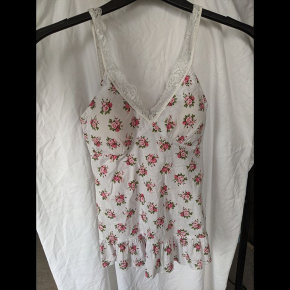 L.E.I White Floral Tank Top Size Small - Picture 5 of 7